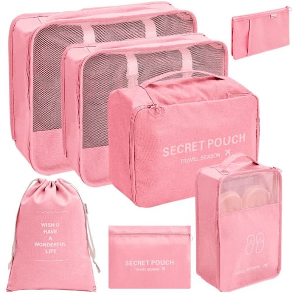 Kompressibla packningskuber Vattentät förvaringsväska ROSA rosa pink