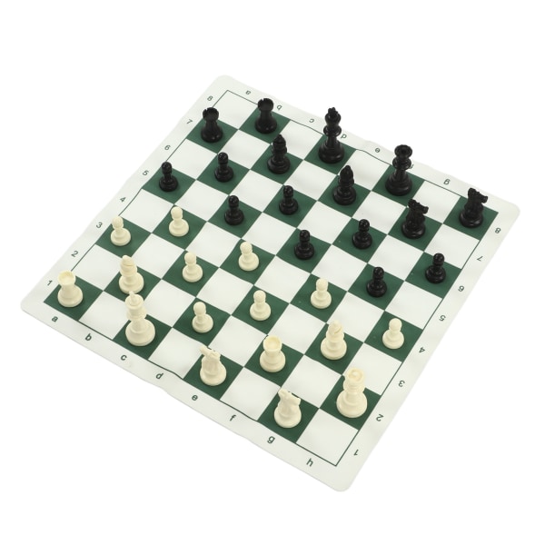 Skaksæt med PP skakbrikker imiteret læder PU skakbrætbinding Fløjlstaske Rejseskakbrætspilssæt til børn