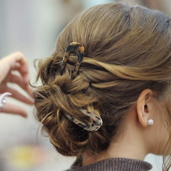 Formade Hårstift Hårgaffel til Fransk Twist Chignon Stift Store Franske til Kvinder med Tykkere Fint Hår - 2-pak