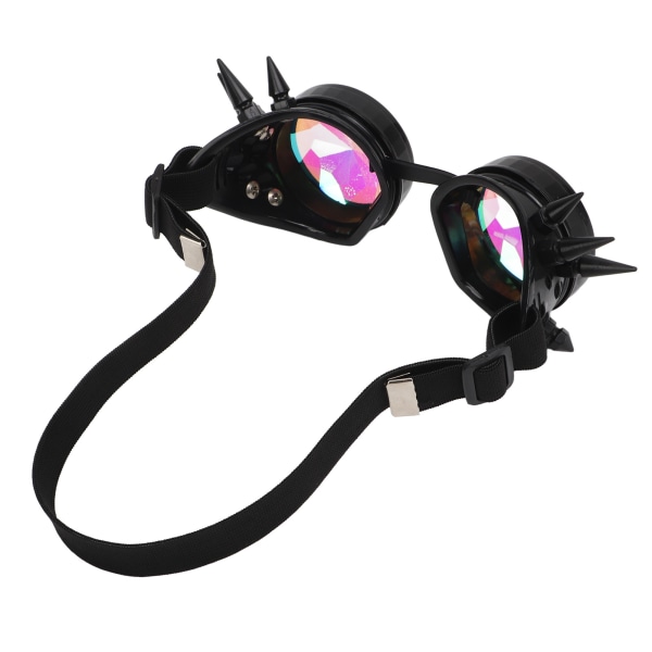 Steampunk Goggles Retro PC ABS med elastiskt band Kalejdoskop Rave Glasögon för Party Black