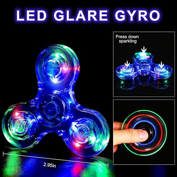 3 par lysende LED-snurrelegetøj - Transparent B