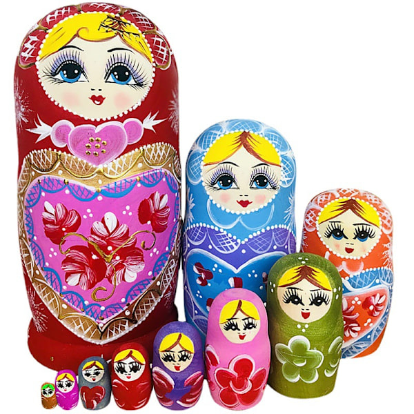15 Traditionelle Matryoshka Klassiske Semyonov Blomsterstil | Babushka Trædukke Gave Legetøj Pieces. Yellow
