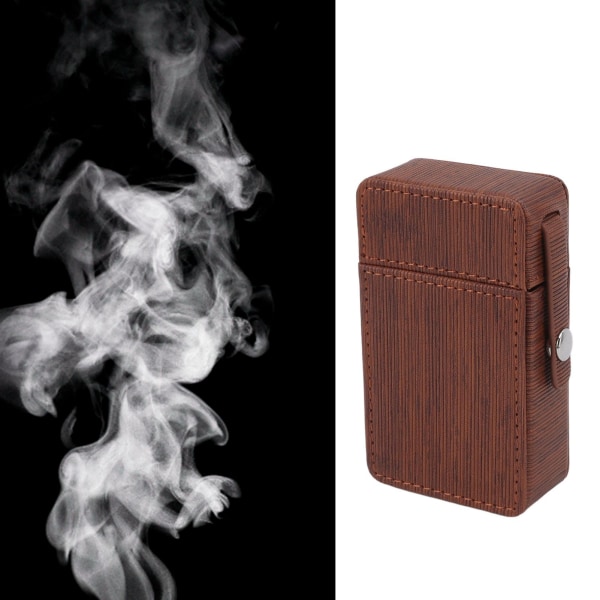 Cigarettlåda Hållare PU Flik Design Bärbar Cigarettlåda Case för resor Daily Brown