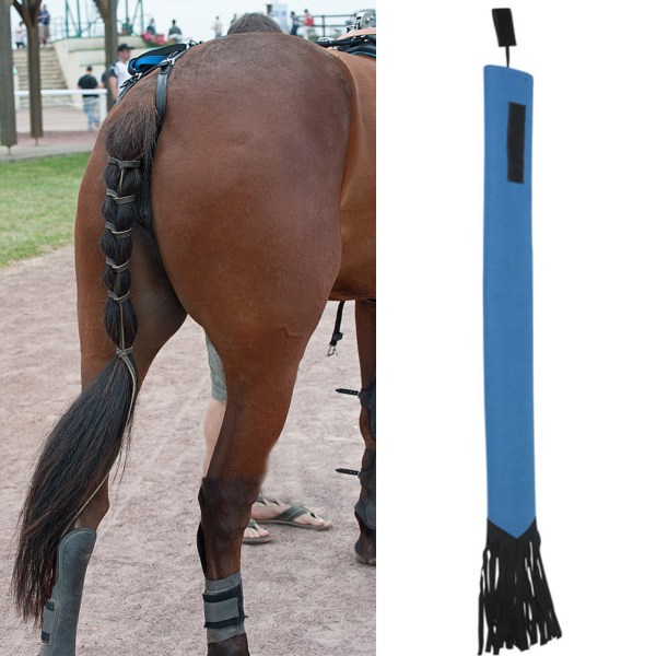 Hestehaletaske Nonwoven stof Vandtæt åndbar hestehalebeskytter med frynser blå