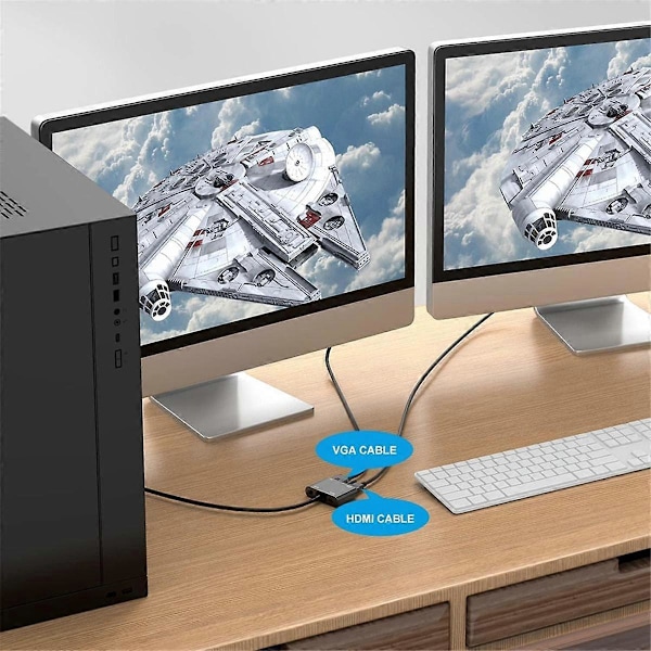 VGA till HDTV + VGA Konverter Dator Anslut Monitor TV Dubbelskärm med Display Adapter Kabel med.pa