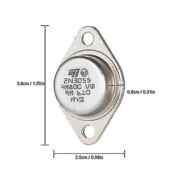 5 stk. høykvalitets 2N3055 effekttransistorer