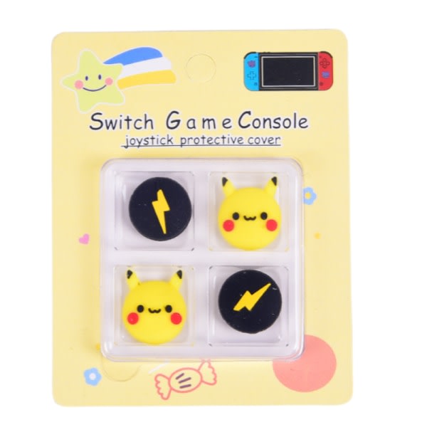 Thumb Grip Caps Kompatibel med Nintendo Switch Lite, mykt silikon Joystick Rocker Cover, 4 STK (Pikachu)