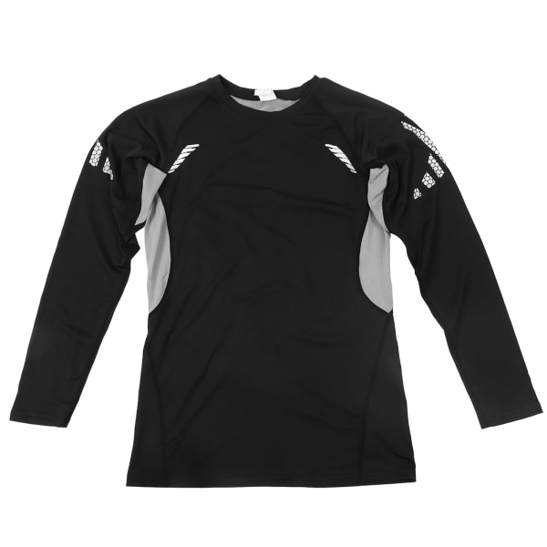 Træningsskjorte Langærmet M Fitness-skjorte Sort Grå Komfortabel iført åndbar kunstsilke-sportsskjorte til løb