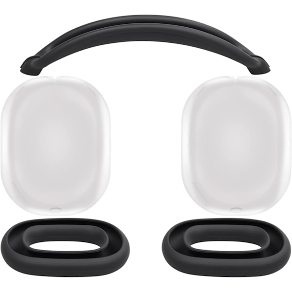 Beskyttelsessett for AirPods Max, Hodebåndtrekk + TPU-dekselbeskyttelse + Silikonøreputer, Svettebestandig Tilbehør, Lett å Vaske, Ripebeskyttelse