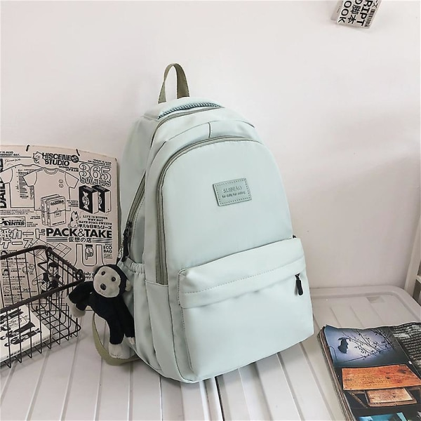 Kvinnors Ryggsäck Enfärgad Kvinnlig Multi-fick Casual Kvinna Resväska Hög Kvalitet Skolväska för Tonårstjej Boka Ryggsäck Grön Endast Väska Green Only bag