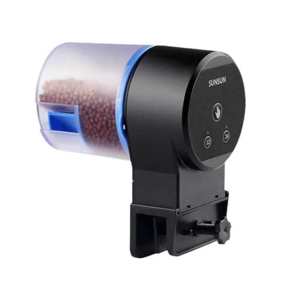 Automatisk Fiskefoderautomat Med Justerbar Timer Foderdispenser til Akvarium Tank Fisk og Skildpadde Sort