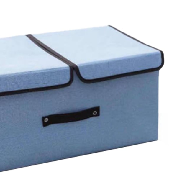 Bomullslinne Förvaringslåda Dubbelt lock Tyg Vikbar Övrigt Box Sovsal Underkläder Case Medium Blå