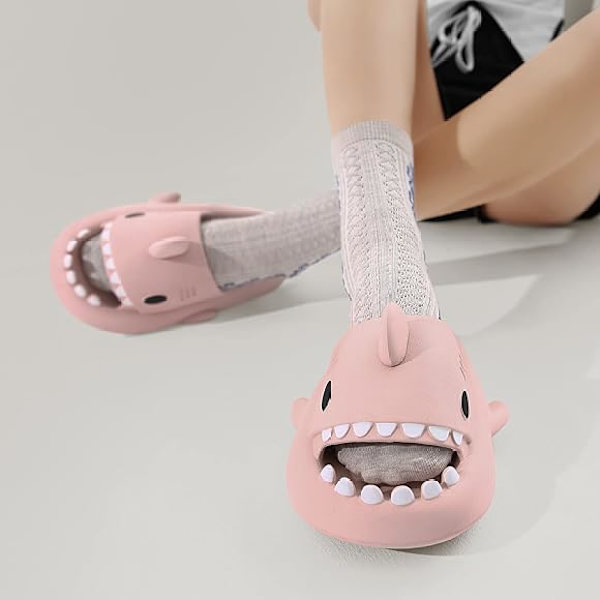 Hajar-moln sandaler för män och kvinnor - Sommarsandaler med öppen tå, halkfria badtofflor för strand och pool med tjock sula Rosa Pink 46/47