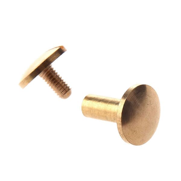 10x Arc Solid Messing Knap Stud Skrue Søm Skrue bagside Læder Nitte Bælte 10mm