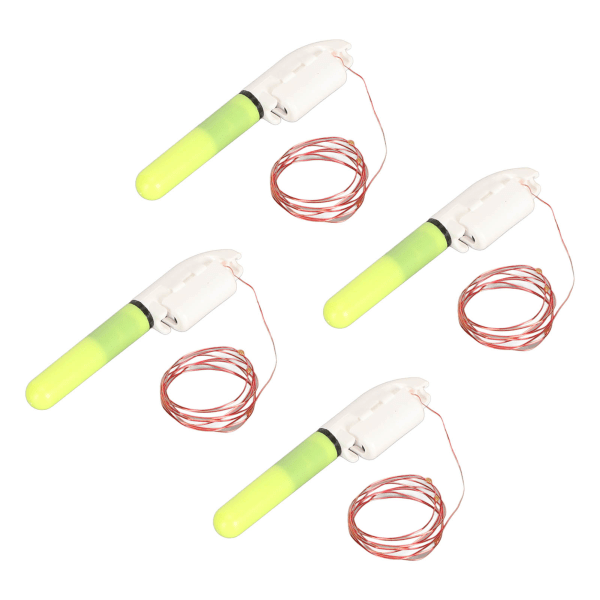 4 stk Fishing Glow Sticks Rod Tip LED Glow Sticks Grøn Vandtæt LED Natfiskeri bidealarm til fiskeri 3 lys