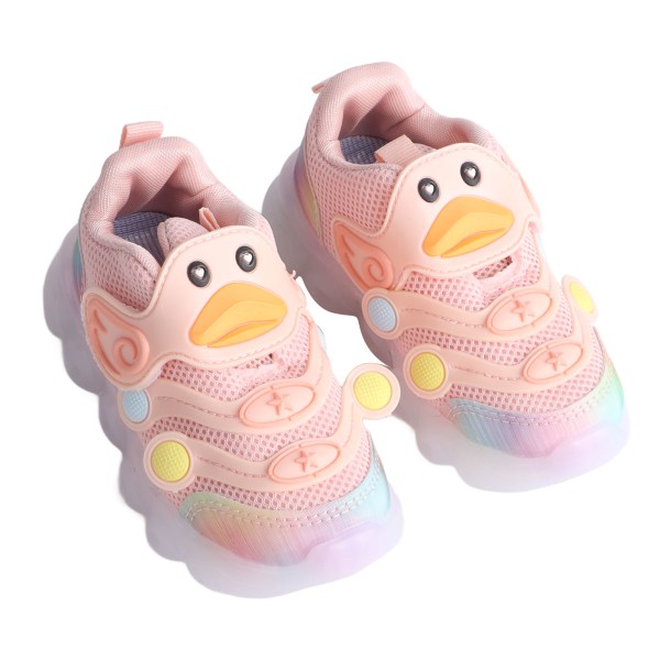 Baby Cartoon Sneakers LED Light Up Andas halksäkra barn löparskor för utomhus rosa
