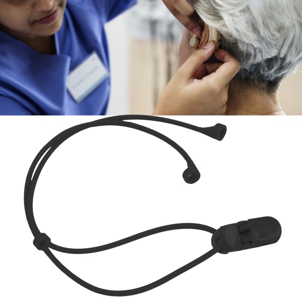 BTE Høreapparater Clip Rope Silikone Elastisk AntiLoss Sikkerhedsnøgle til Børn (Sort)