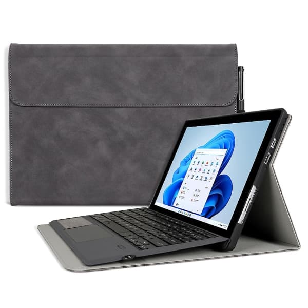 Til Microsoft Surface Go / Go 3 / Go 2 10,5 tommer PU-læder tablet case Stativ Beskyttende cover Grå—PA
