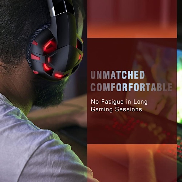 Xbox-headset, spilheadset med 7.1 surroundlyd stereo, PS4-headset med støjreducerende mikrofon og LED-lys, kompatibel med Xbox Series X/S, PS4,