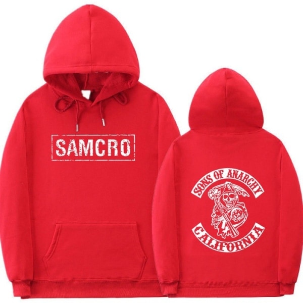 Sons Of Anarchy Samcro Hoodie Dobbeltsidet print Hoodie Shirt Top Rød 3XL Red 3XL