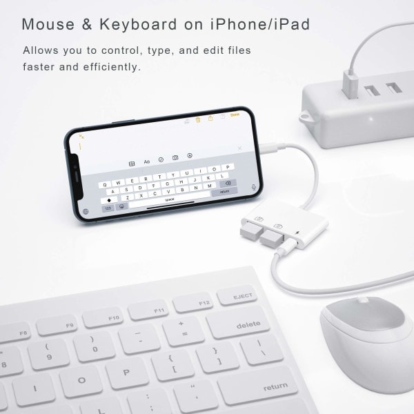 Paris iPhone USB-kameraadapter, kabel med Lightning-laddningsport, USB-adapter för iPhone kompatibel med iPhone 14/13/12/11/X/XS/XR/8/7/iPad