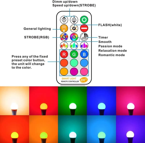 85W ekvivalent LED-pære fargeskiftende Dimbar E2