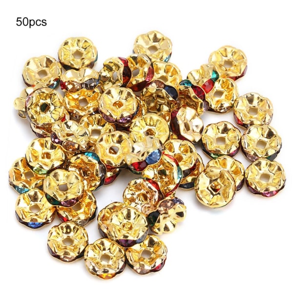 50 stk 8 mm skinnende vintage spacer perler DIY smykkefremstilling tilbehør forsyninger (guld)
