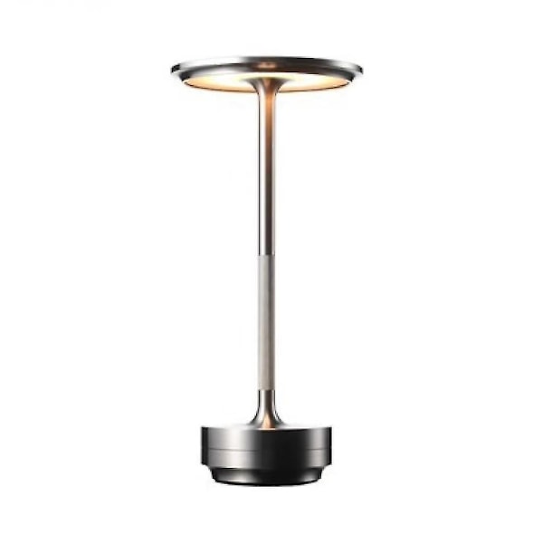 Trådløs bordlampe med dimmer, vanntett, metall, USB-ladbare bordlampe - 1 stk - WELLNGS - Perfet silver