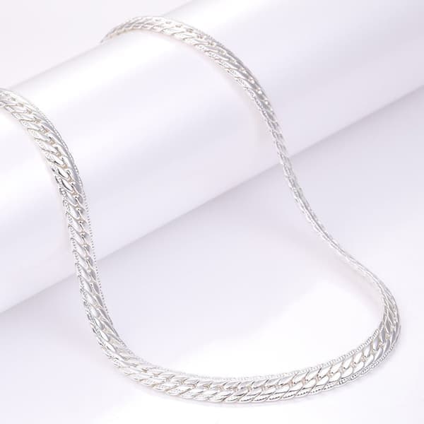 Halsband Kraftig Kedja Länk Silver Vitguldspläterad 66cm—pa