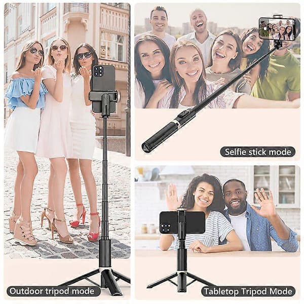 Bluetooth Trådlös Handhållen Selfiestick med Fjärrkontroll, Rosa