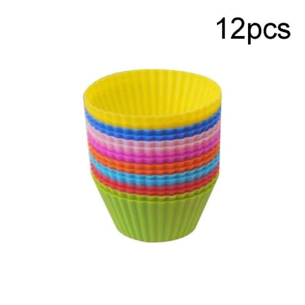 3/5/6/10/12 stk Myke Silikon Runde Kake Muffins Sjokolade Cupcake Liner Baking Cup Mold Matches the image 5PCS