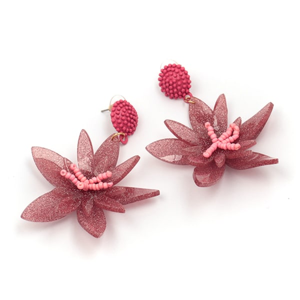 1 par delikate øreringe kvinder dame moderigtigt blomster ørestikker gave (pink)
