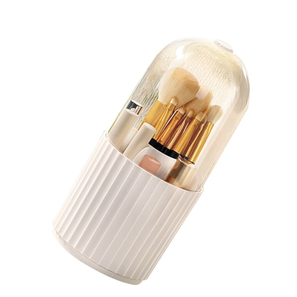 Sminkborsthållare Dammskydd 360 grader Vridbar Stor kapacitet 5 fack Sminkförvaringslåda för hemränder Typ