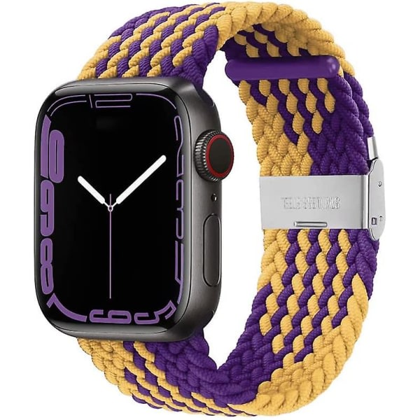 Justerbar flettet sololøkke med spenne Kompatibel med Apple Watch Band 42 mm 44 mm 45 mm Mykt armbånd Stretch Nylon Elastisk bånd for Iwatch-serien