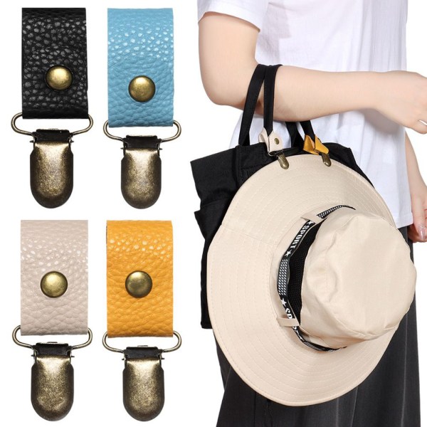 Pocket Hat Clip Cap Holder Clips til rejser Håndtaske Hat Clips PU læder hatteholder til udendørs rejsetilbehør