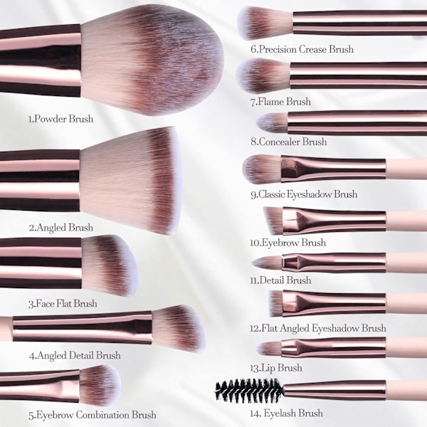 Makeupbørste Sæt Foundation Pudder Concealers Øjenskygge Makeup Rejse Sæt med Spejl Stor Rosa