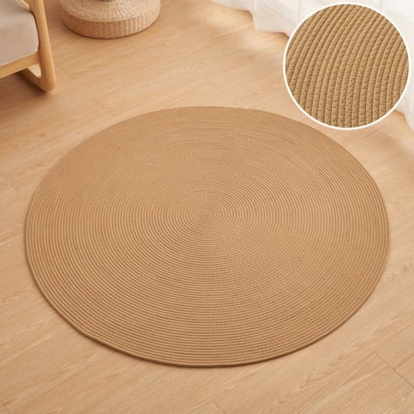 Rundt tæppe, håndvævet bomuldstæppe 60*60cm