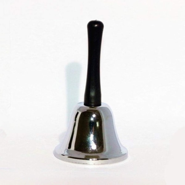 Handklocka i rostfritt stål, 14 cm hög klassisk silverfärgad handklocka receptionsklocka, handhållen hög klocka för bröllopsevenemangsdekoration