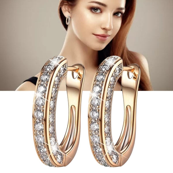 1 par guldkristall öronnappar lätta glansiga färgfasta kompakta storlekar runda moderiktiga för kvinnor tjej