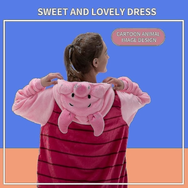 Mukava Unisex Aikuisten Onesie Pyjama, Flanelli Cosplay Eläin Yksikokoinen Halloween-asu Univaatteet Kotivaatteet Q Piglet 85cm Piglet 85cm