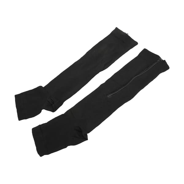 Sort S/M Åben tå Nylon med lynlåsdesign for at fremme blodcirkulationen