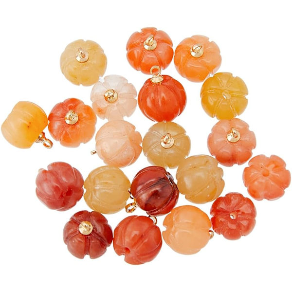 Naturlige Jade Sten Charms (20 stk) - Græskar Design Dingle Berlocker til Smykkefremstilling