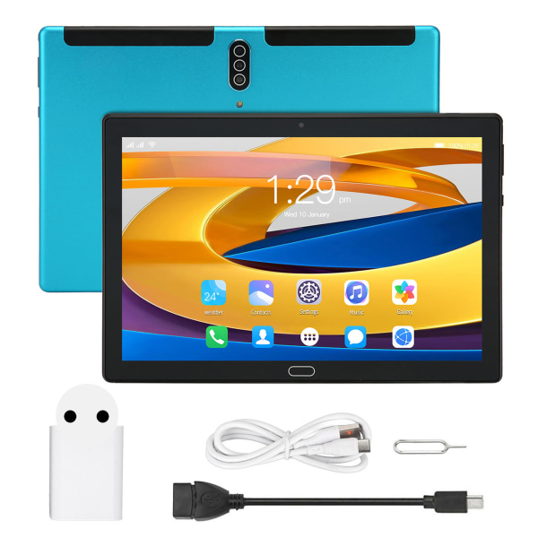 10,1 tuuman tabletti 6 Gt RAM 128 Gt ROM HD kosketusnäyttö Octa Core CPU 5GWIF 4G Network Tablet PC Android 10 100?240V EU Plug Blue