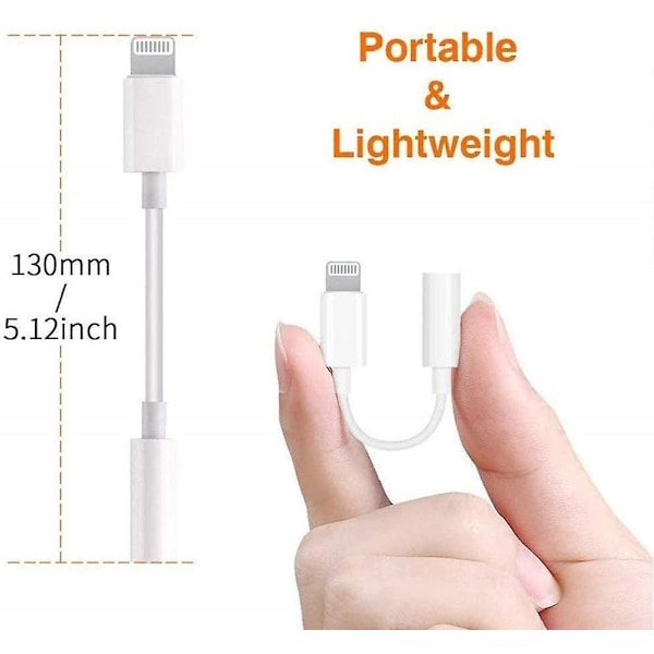 2-pack Apple Lightning till 3,5 mm hörlursadapterkontakt Aux Audio Hörlurar/Hörlursdongle Stereokabel för Iphone 7/7 Plus/8/8 Plus/x/xs
