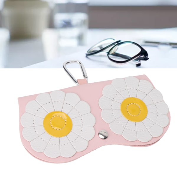 Case Kaksinkertainen vakuutusnappikoukku Design Auringonkukkakuvioinen Kannettava aurinkolasikotelo Vaaleanpunainen