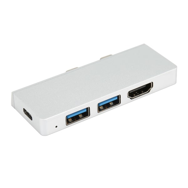 8 Hub-dokkingstasjon for Microsoft Pro 8 9 X med 4K HD multimediegrensesnitt USB C PD Lading 2 USB3.0-porter USB C Hub Sølv