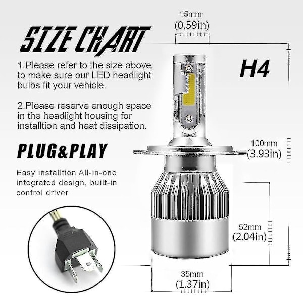 LED-frontlykter for Ski-doo Snøscooter 9003 H4 Lav/Høy Dobbelstråle Hvit 2 stk