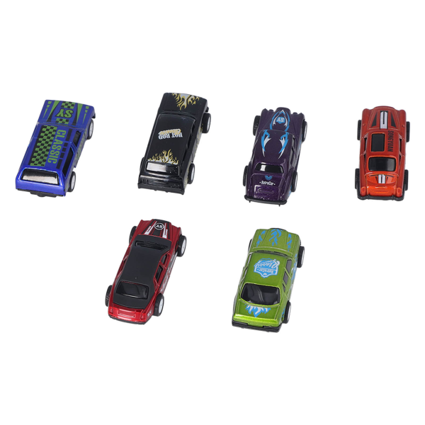 6 stk tilbaketrekkende biler lekesett Sinklegering Trekk tilbake Racing bilmodell leketøy for over 3 år gammel