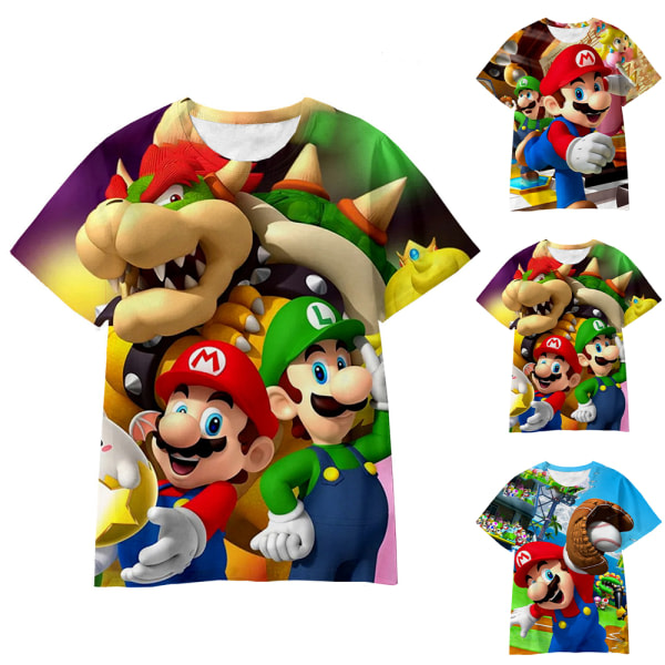 Super Mario Kids Boy 3d- printed sommar T-shirt Toppar T-shirt A 120cm