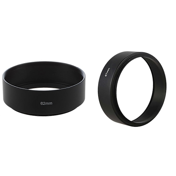 62mm Skruvmonterad Metall Motljusskydd för Digital Videokamera med 67mm Fäste Standard Metall Motljusskydd.pa